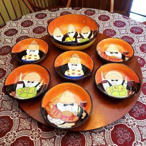 Complete 7 Pasta Bowls Serving Set Certified Inter